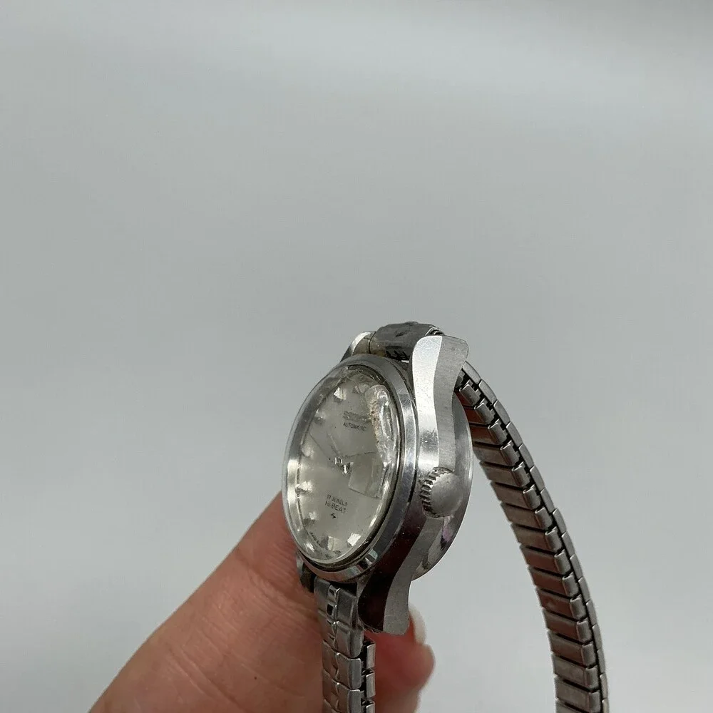 Vintage Seiko Womens Watch 22mm Silver Dial Auto Date Hi Beat Chipped Crystal